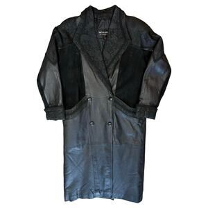 Vintage leather trench coat wilson/s sz S petite patchwork